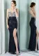 Women Summer Black Romantic Strap Sleeveless Metallic Sequined Evening Dress