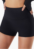 Pantalones cortos de yoga sólidos de cintura alta negros de verano para mujer