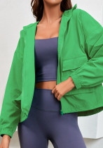 Damen Frühlingsgrüner Rollkragenpullover mit vollen Ärmeln Solide Taschen Loser Sweatsuit