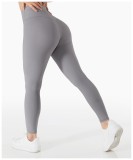 Women Spring Grey High Waist Solid Yoga Leggings