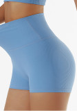 Pantalones cortos de yoga sólidos de cintura alta azul de verano para mujer