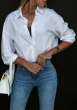Women Spring White Formal Turn-down Collar Full Sleeves Solid Regular Shirt
