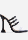 Summer Women Black Square High-Heel Sandals