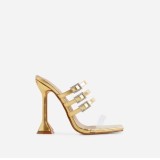 Summer Women Gold Square High-Heel Sandals