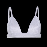 Women Summer White Everyday Solid Sequined Sexy Bra Set