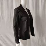 Women Spring Black Casual Long Sleeves Solid  Blazer