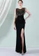 Women Summer Black Romantic O-Neck Sleeveless Patchwork Velvet Silt Fringed Evening Dress