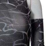Women Summer Black Sexy O-Neck Wrist Sleeves Low Waist Print Skinny MaxiTwo Piece Skirt Set