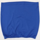 Women Summer Blue Sexy Slash Neck Sleeveless High Waist Solid Hollow Out Skinny MidiThree Piece Skirt Set