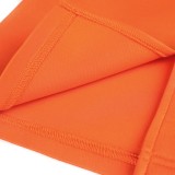 Women Summer Orange Modest Slash Neck Half Sleeves Solid Hollow Out Midi Pencil Plus Size Long Dress