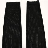 Women Summer Black Sexy Strap Sleeveless High Waist Solid Lace Up Regular Two Piece Pants Set