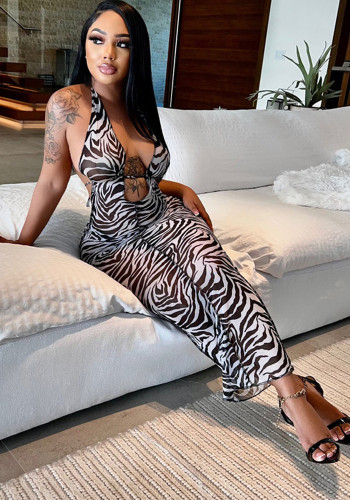 Kadın Yaz Siyah Seksi Halter Kolsuz zebra Örgü Kuşaklı Maxi Düz Artı Boyutu Uzun Elbise