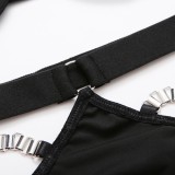 Women Summer Black Sexy Solid Necklace Sexy Bra Set
