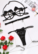 Conjunto de sujetador sexy de rosette sólido sexy negro de verano para mujer