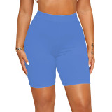 summer women's clothing solid color tight high waist casual shorts leggings