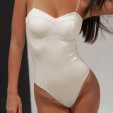 Spring/Summer patchwork corset jumpsuit suspenders Slim Body Shaper