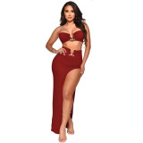 women's clothing summer wrapped chest sexy irregular skirt suit