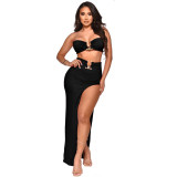 women's clothing summer wrapped chest sexy irregular skirt suit