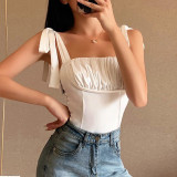 spring and summer sexy pleated wrap chest lace slim suspender jumpsuit wholesale