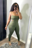 Women's Spring/Summer Solid Color Sling Tight Two Piece Set