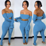 Women's spring and summer hot sale solid color pleated sexy two-piece Two Piece Set