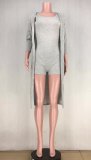 Fashion casual women's clothing Ribbed jumpsuitb + cape two-piece set