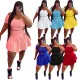 Women's Hot Sale Solid Color Pleated Skirt Plus Size Two Piece Set