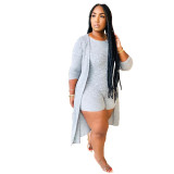 Fashion casual women's clothing Ribbed jumpsuitb + cape two-piece set