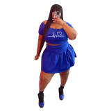 Plus Size Women Casual Sports Pleated Two-Piece Set