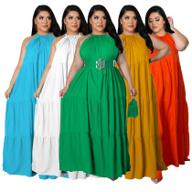 Damen-Sommer-beiläufige Träger, ärmelloses, einfarbiges Swing-Kleid
