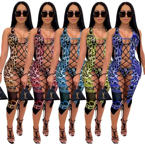 Wholesale Women's Sexy Bikini Leopard Print Split Swimsuit Three Piece