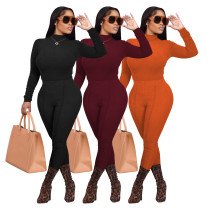 Women's Spring Long Sleeve Chic Career Solid Color two-piece Set