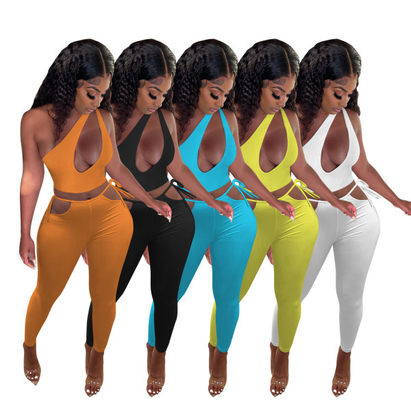 Frauen Sexy Casual Fashion Solid Color Zweiteiler Hosen Set