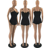 Zweiteiliges Set mit sexy Low-Cut-Bodysuit-Shorts für Sommerfrauen