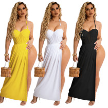 Women's Summer Vacation Sling One Piece Swimsuit Chiffon Skirt Two Piece