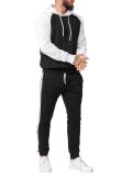 Men Winter Sportswear Colorblock Hooded Jacket And Casual Pant Two-Piece Set