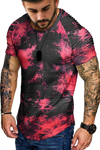 Camiseta de manga corta con bolsillo delgado y efecto teñido anudado de verano para hombre