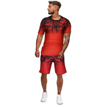 Herren-Sommer-Kurzarm-Digitaldruck-Kurzarm-T-Shirt und Shorts, zweiteiliges Set