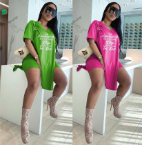 Women Summer Pop Letter Print Short Sleeve Top And Shorts Casual Two Piece Set