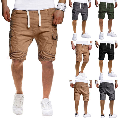 Pantalones cortos rectos sueltos multibolsillos casuales de verano para hombres al aire libre