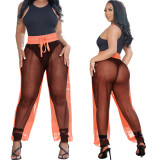 Women's Spring Summer Sexy Mesh Perspective Sports Jogger Pants