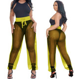 Women's Spring Summer Sexy Mesh Perspective Sports Jogger Pants