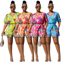 Damen Sexy Damen Sommer Strand Sexy Print Half Sleeve Jumpsuit