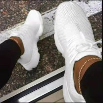 Zapatos transpirables de malla tejida con mosca de suela gruesa, zapatos deportivos de gran tamaño, zapatos para correr con cordones para mujer, zapatos para mujer