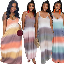 Women's Colorful Gradient Loose Sling Dress