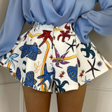 Sommer lässige Mode Shorts mit weitem Bein, hohe Taille, dünn, plissiert, Shorts, Bonbonfarben, Damenhosen