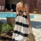 Summer Women Sexy Straps Strapless Striped Print Dress