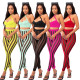 European and American women's summer fashion sexy mesh print halter top two-piece pants set