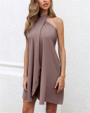 women's spring and summer sleeveless lace-up casual dress