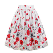 Dames zomer print gepofte hoge taille rok